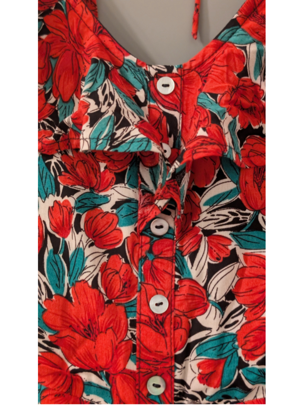 Women's Valija Gitana floral, Red and Teal jumpsuit - Picture 6 of 11
